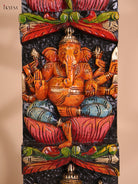 Wooden Hand Carved Painted Ganesha Vertical (33x6)