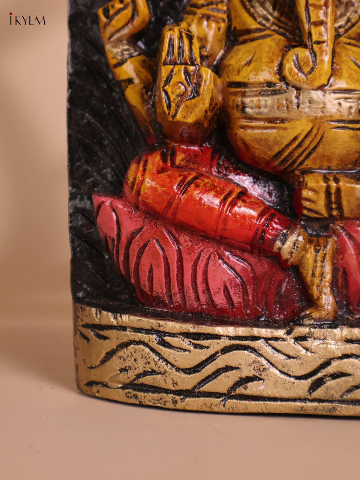 Wooden Hand Carved Painted Ganesha Vertical (33x6)