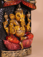 Wooden Hand Carved Painted Ganesha Vertical (33x6)