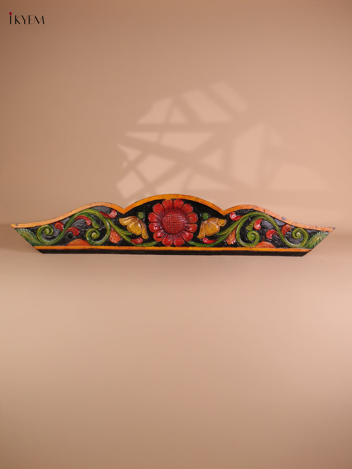 Wooden Hand Carved Painted Floral Designpanel (9x46)