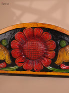 Wooden Hand Carved Painted Floral Designpanel (9x46)