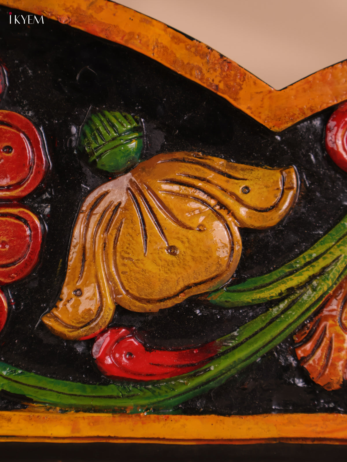 Wooden Hand Carved Painted Floral Designpanel (9x46)