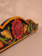 Wooden Hand Carved Painted Floral Designpanel (9x46)
