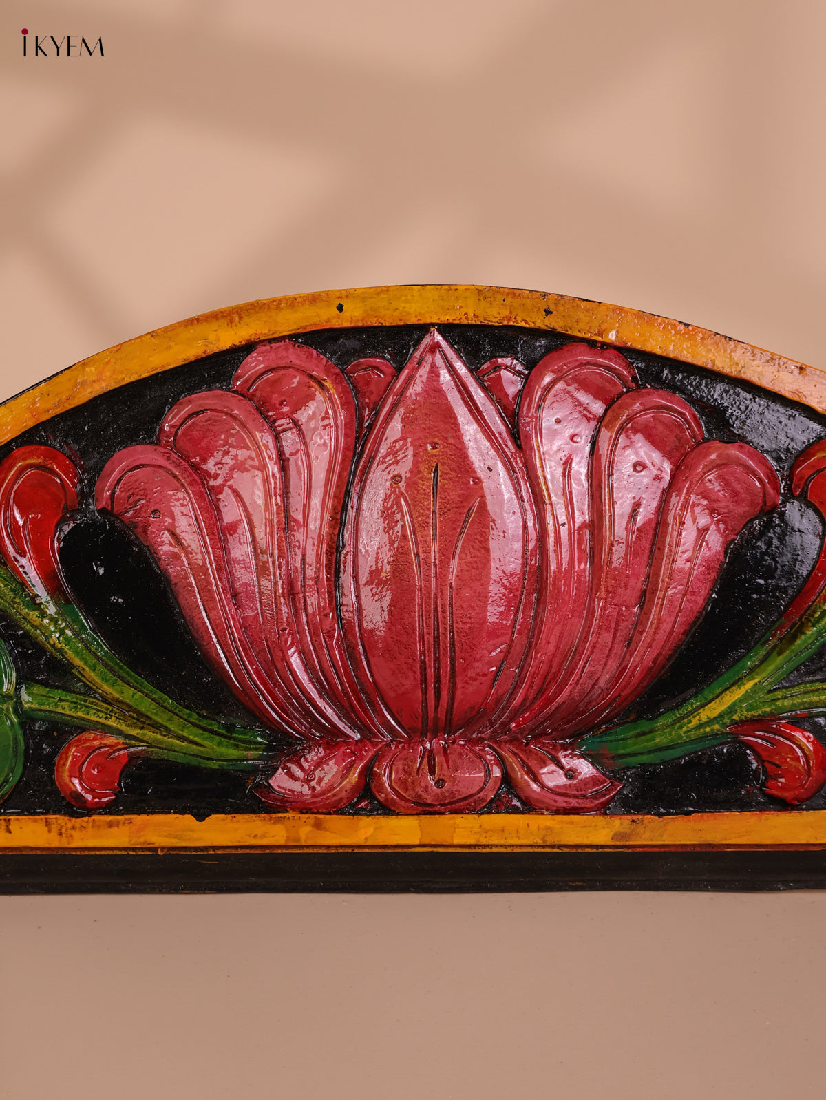 Wooden Hand Carved Painted Floral Designpanel (9x46)