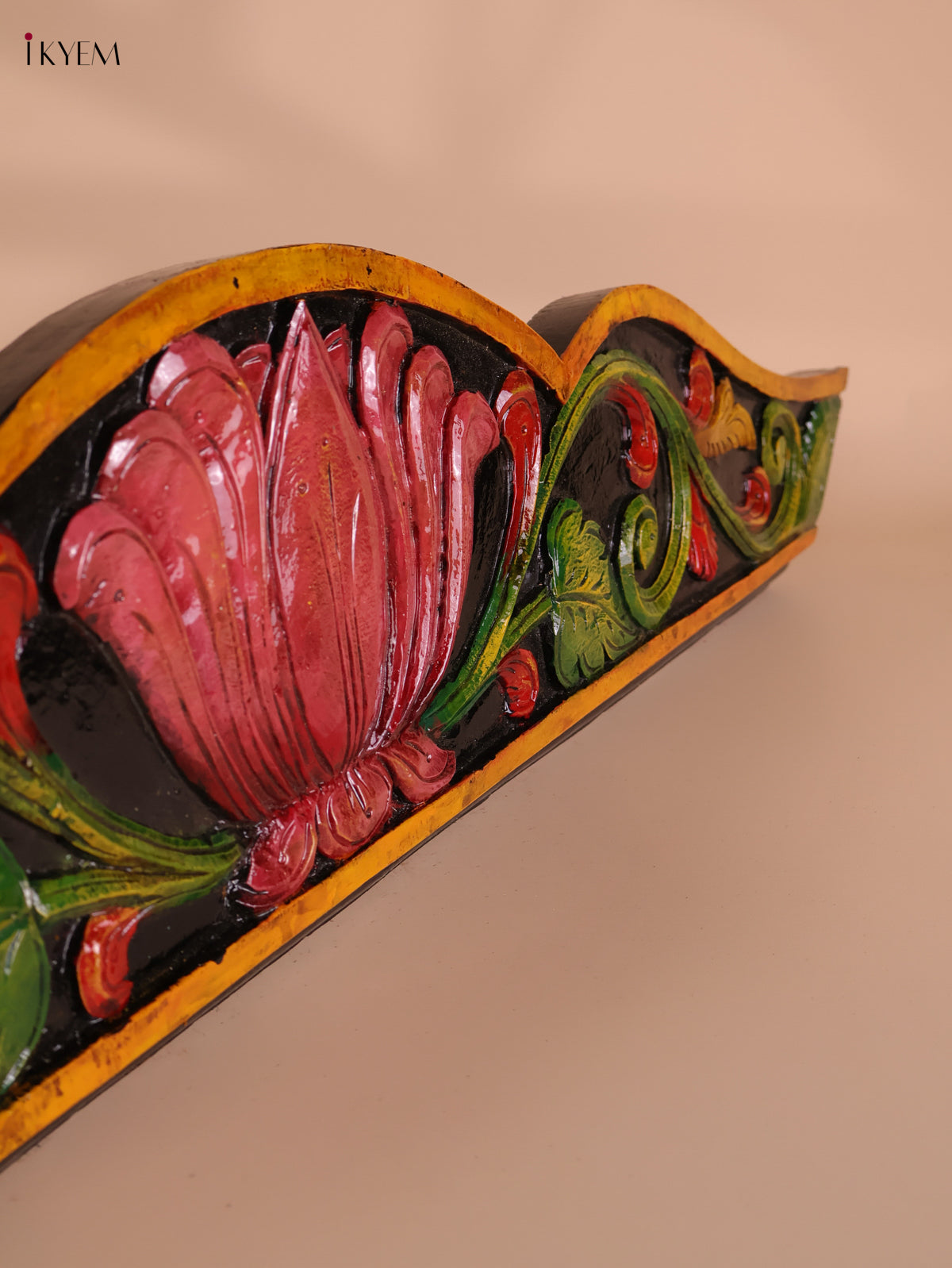 Wooden Hand Carved Painted Floral Designpanel (9x46)