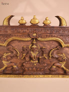 Wooden Hand Carved Gaja Lakshmi Gopuram Panel (16x40)