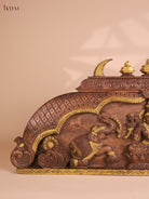 Wooden Hand Carved Gaja Lakshmi Gopuram Panel (16x40)