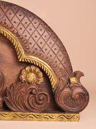 Wooden Hand Carved Gaja Lakshmi Gopuram Panel (16x40)