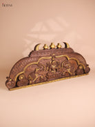 Wooden Hand Carved Gaja Lakshmi Gopuram Panel (16x40)