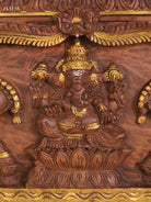 Wooden Hand Carved Gaja Lakshmi Gopuram Panel (16x40)