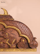 Wooden Hand Carved Gaja Lakshmi Gopuram Panel (16x40)