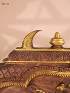 Wooden Hand Carved Gaja Lakshmi Gopuram Panel (16x40)