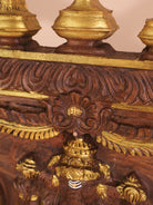 Wooden Hand Carved Gaja Lakshmi Gopuram Panel (16x40)