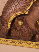 Wooden Hand Carved Gaja Lakshmi Gopuram Panel (16x40)