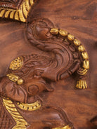 Wooden Hand Carved Gaja Lakshmi Gopuram Panel (16x40)