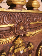 Wooden Hand Carved Gaja Lakshmi Gopuram Panel (16x40)