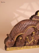 Wooden Hand Carved Gaja Lakshmi Gopuram Panel (16x40)