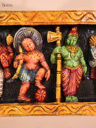 Wooden Hand Carved Painted Dasavatharam Panel (9x36)