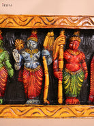 Wooden Hand Carved Painted Dasavatharam Panel (9x36)