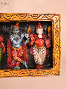 Wooden Hand Carved Painted Dasavatharam Panel (9x36)
