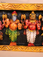 Wooden Hand Carved Painted Dasavatharam Panel (9x36)