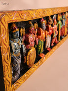 Wooden Hand Carved Painted Dasavatharam Panel (9x36)