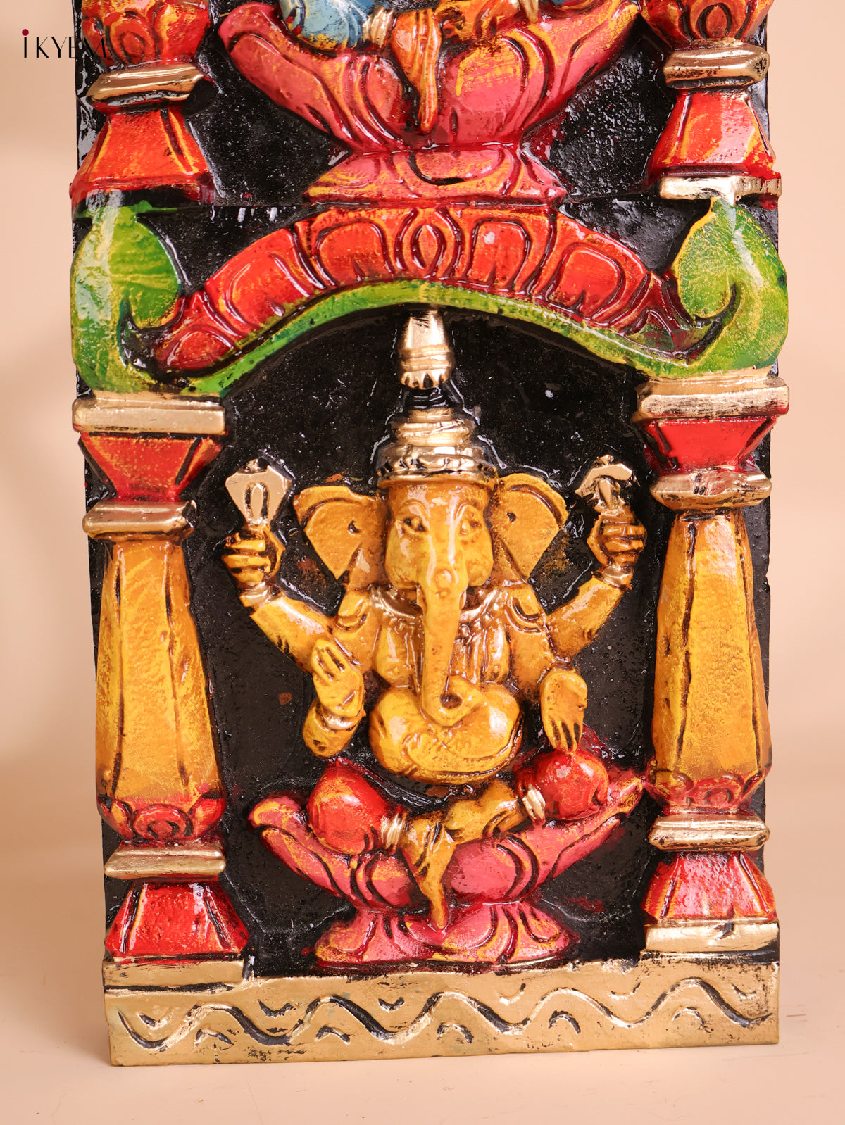 Wooden Hand Carved Painted Ganesha Vertical (36x8)