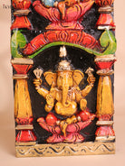 Wooden Hand Carved Painted Ganesha Vertical (36x8)