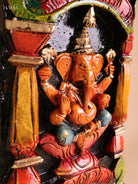 Wooden Hand Carved Painted Ganesha Vertical (36x8)