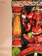 Wooden Hand Carved Painted Ganesha Vertical (36x8)