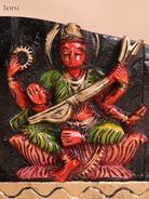 Wooden Hand Carved Painted Ganesha Panel(7x24)