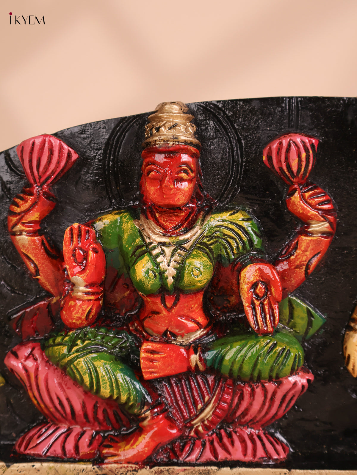Wooden Hand Carved Painted Ganesha Panel(7x24)