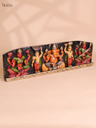 Wooden Hand Carved Painted Ganesha Panel(7x24)