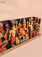 Wooden Hand Carved Painted Ganesha Panel(7x24)