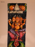 Wooden Hand Carved Painted Ganesha Vertical Panel (36x4)