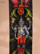 Wooden Hand Carved Painted Ganesha Vertical Panel (36x4)