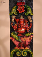 Wooden Hand Carved Painted Ganesha Vertical Panel (36x4)