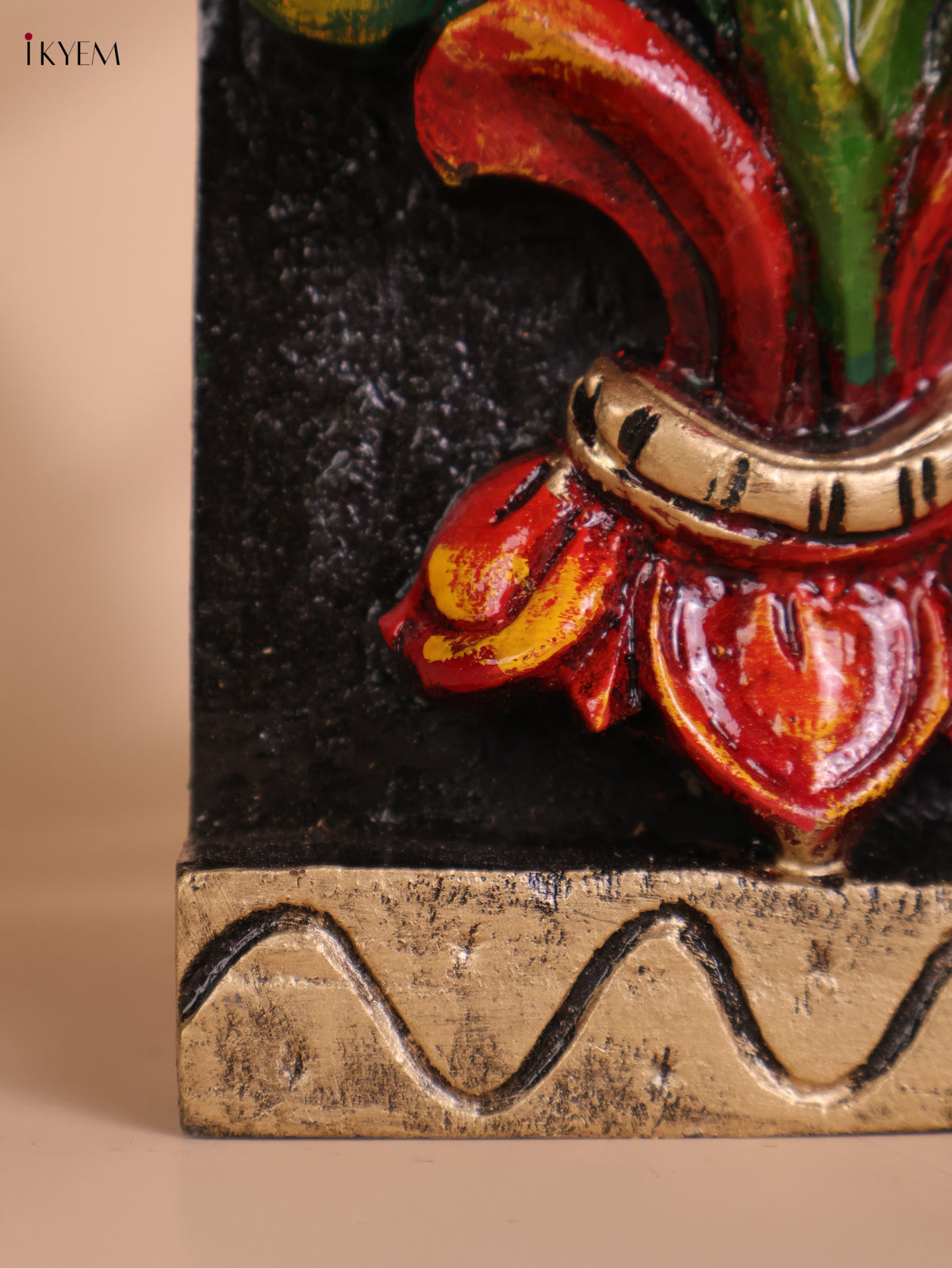 Wooden Hand Carved Painted Ganesha Vertical Panel (36x4)