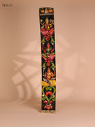 Wooden Hand Carved Painted Sarswathi Vertical Panel (36x4)