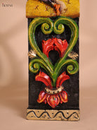 Wooden Hand Carved Painted Sarswathi Vertical Panel (36x4)