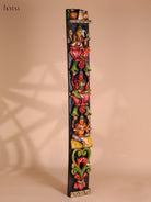 Wooden Hand Carved Painted Sarswathi Vertical Panel (36x4)
