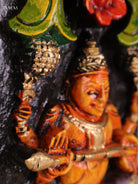 Wooden Hand Carved Painted Sarswathi Vertical Panel (36x4)