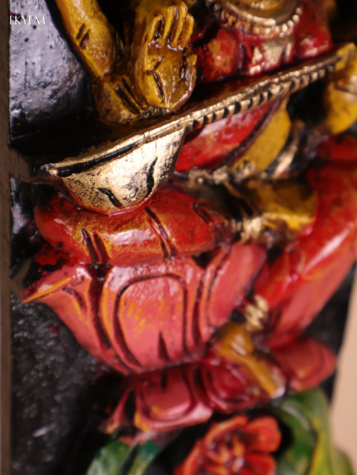 Wooden Hand Carved Painted Sarswathi Vertical Panel (36x4)