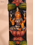 Wooden Hand Carved Painted Lakshmi Vertical Panel (36x4)