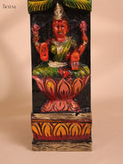 Wooden Hand Carved Painted Lakshmi Vertical Panel (36x4)