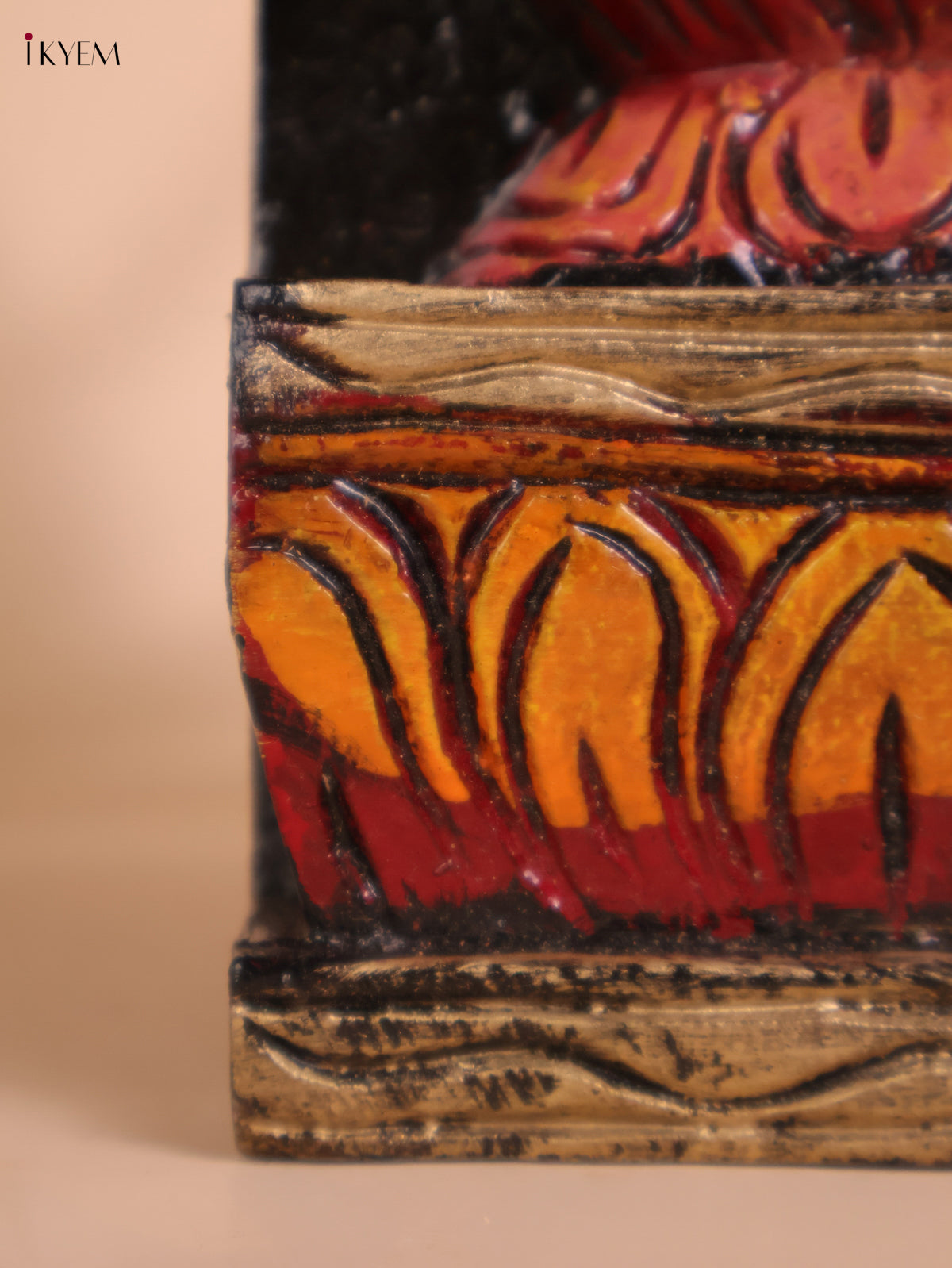 Wooden Hand Carved Painted Lakshmi Vertical Panel (36x4)