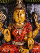 Wooden Hand Carved Painted Lakshmi Vertical Panel (36x4)