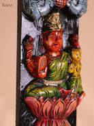 Wooden Hand Carved Painted Lakshmi Vertical Panel (36x4)