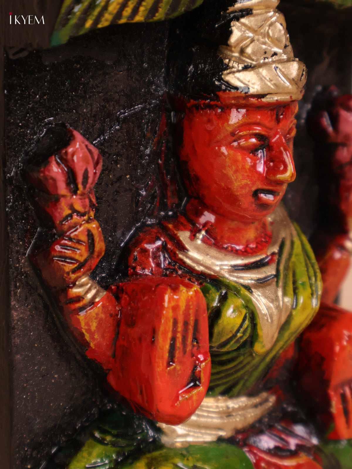 Wooden Hand Carved Painted Lakshmi Vertical Panel (36x4)