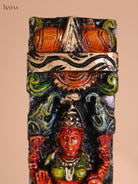 Wooden Hand Carved Painted Lakshmi Vertical Panel (36x4)
